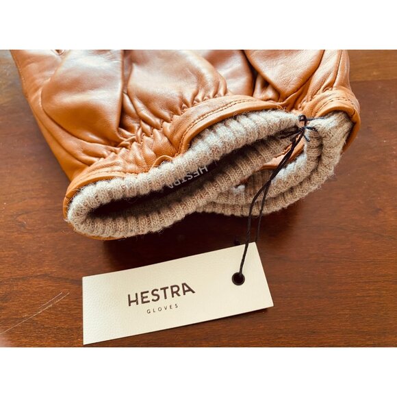 Hestra Mens Leather Size 9 Lined Short Rib Knitted Cuff Touchscreen Compatible - Picture 4 of 9